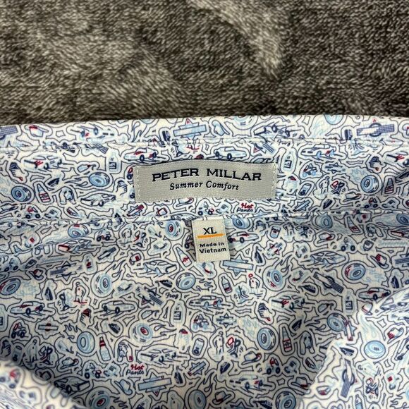 Peter Millar Summer Comfort Car Racing AOP Print Golf Polo Men's XL Performance - Picture 3 of 10